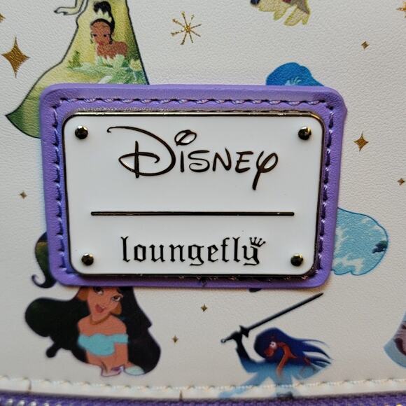 Loungefly Disney Princess Mini Backpack Princess Silhouette Purple White NEW - Picture 3 of 11